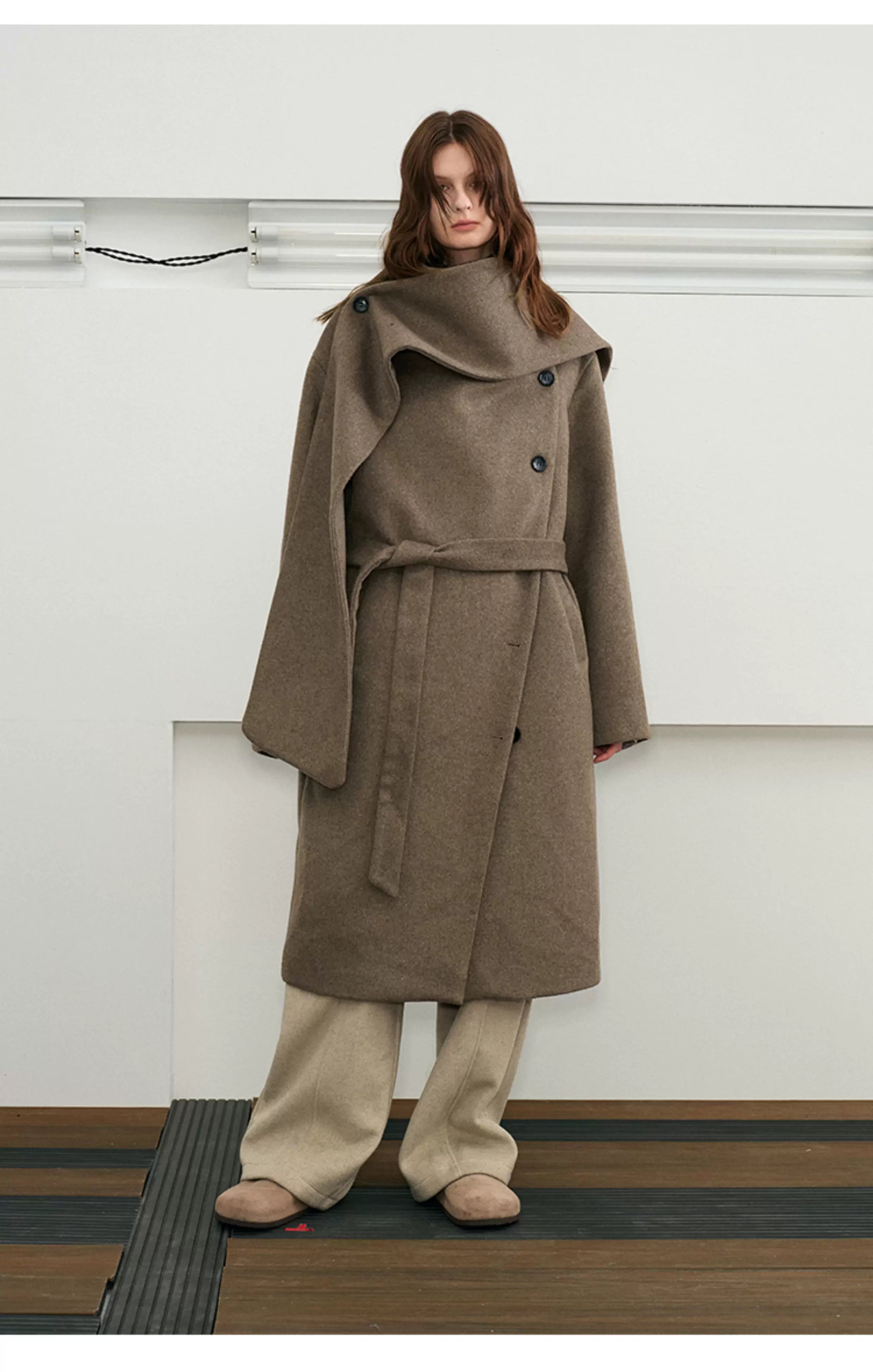 Men's Long Wool Shawl Coat
