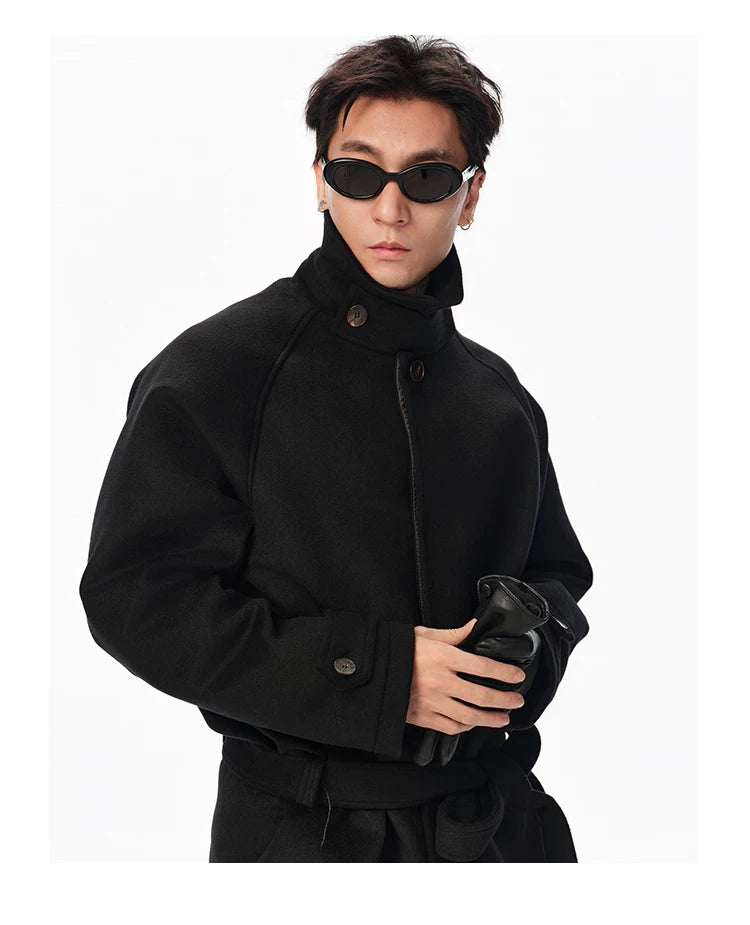 100% Wool Cropped Raglan Coat