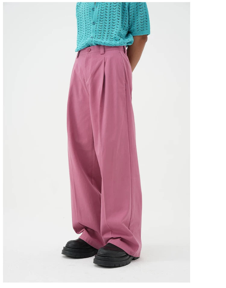 Multicolor Men's Loose Straight Cotton Pants