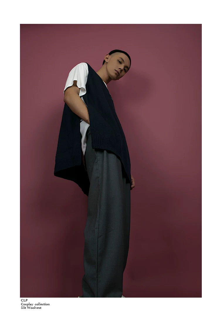 Men's Vintage Gray Wide Leg Pants