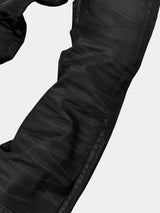 Washed Waxed Snakeskin Flared Jeans