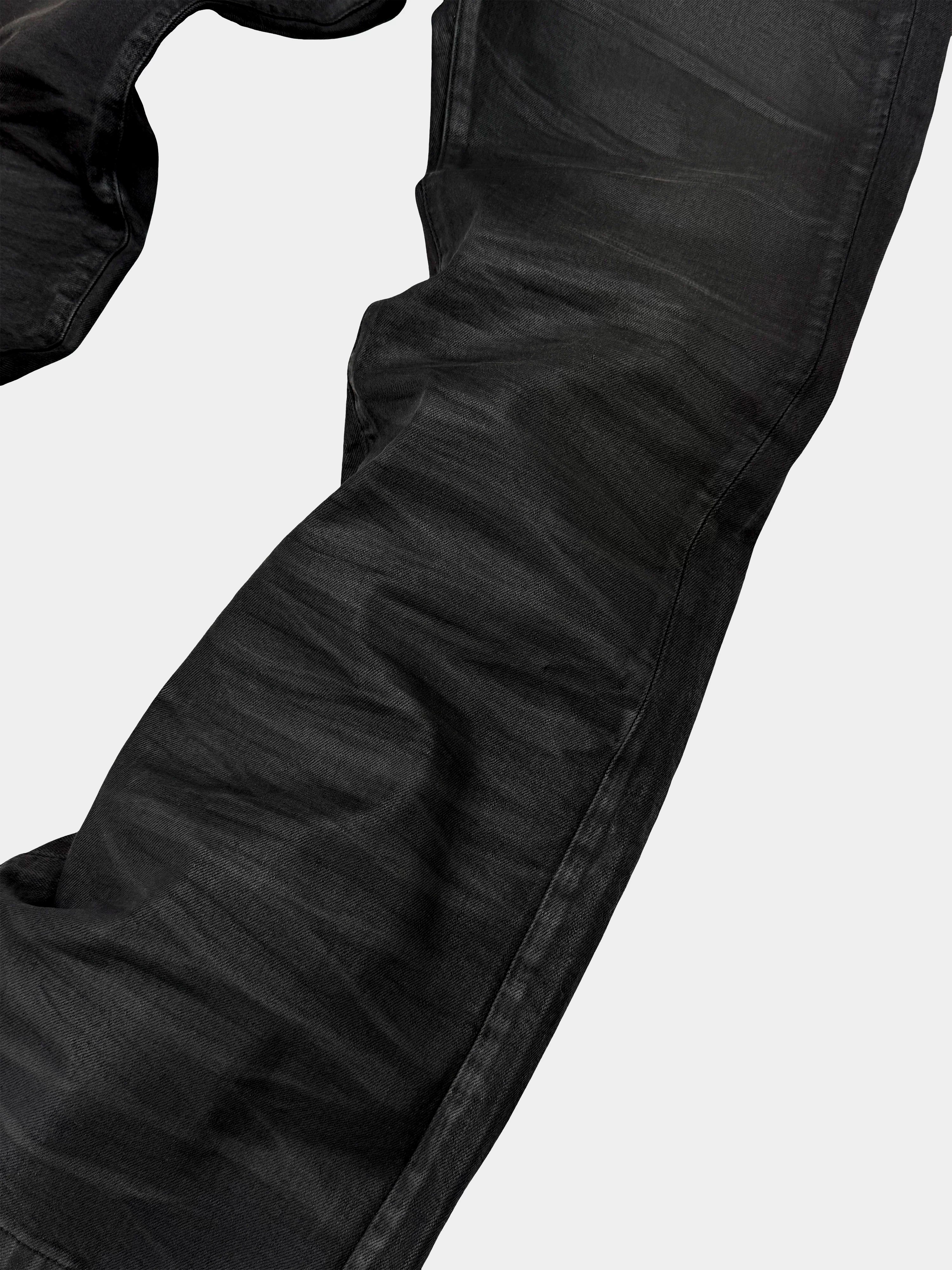 Washed Waxed Snakeskin Flared Jeans
