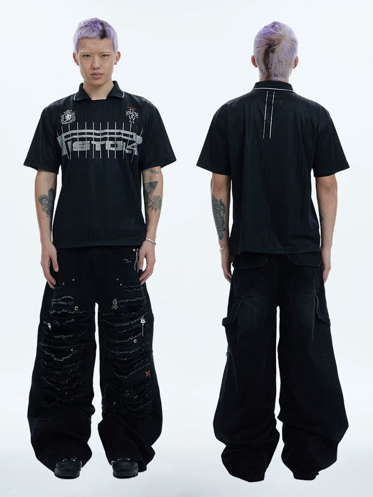 Washed Distressed Baggy Carpenter Jeans