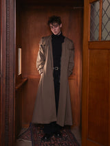 Unisex Hooded Ruched-Waist Cape Coat
