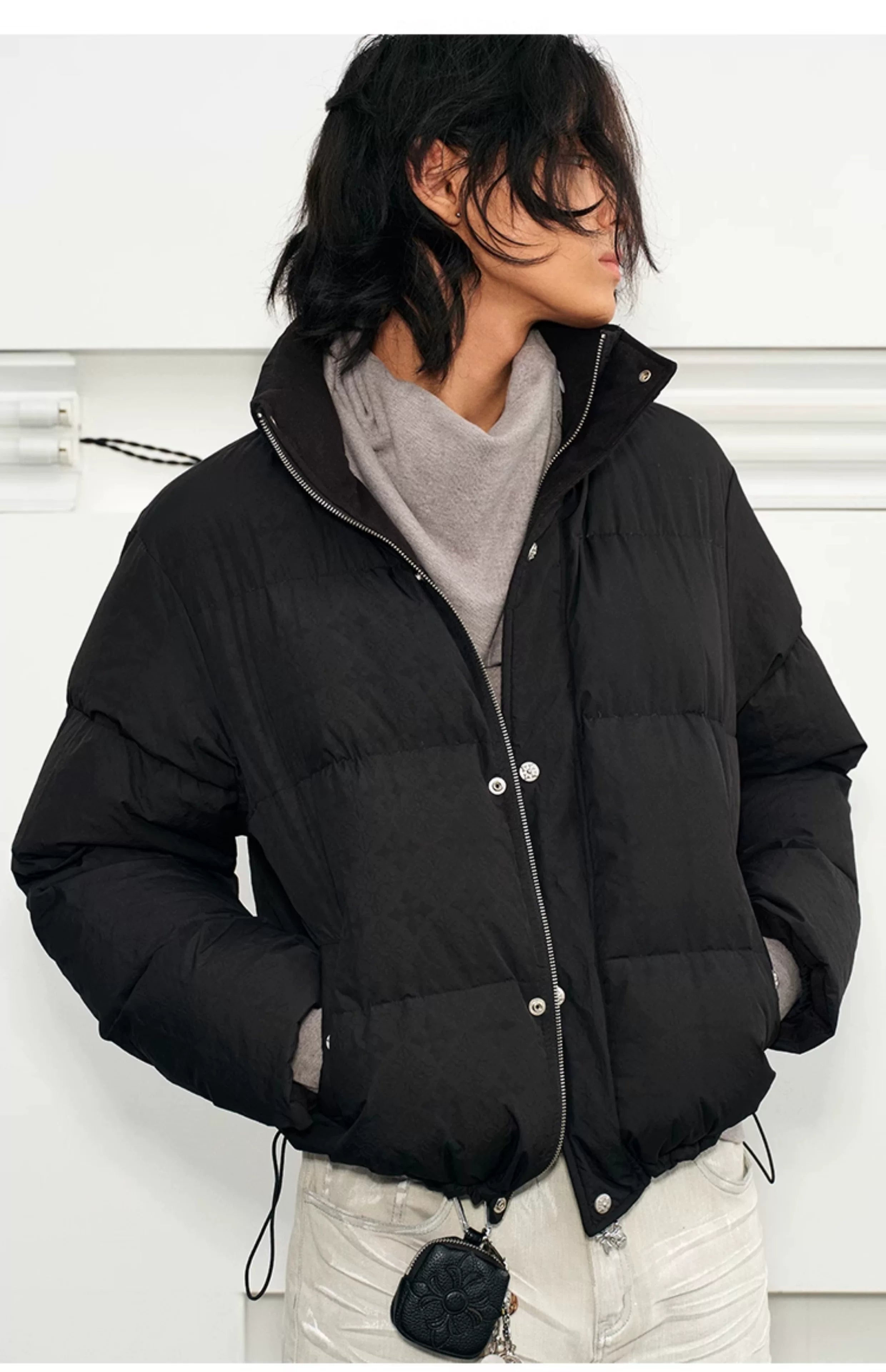 Men's Embossed Stand Collar Down Jacket