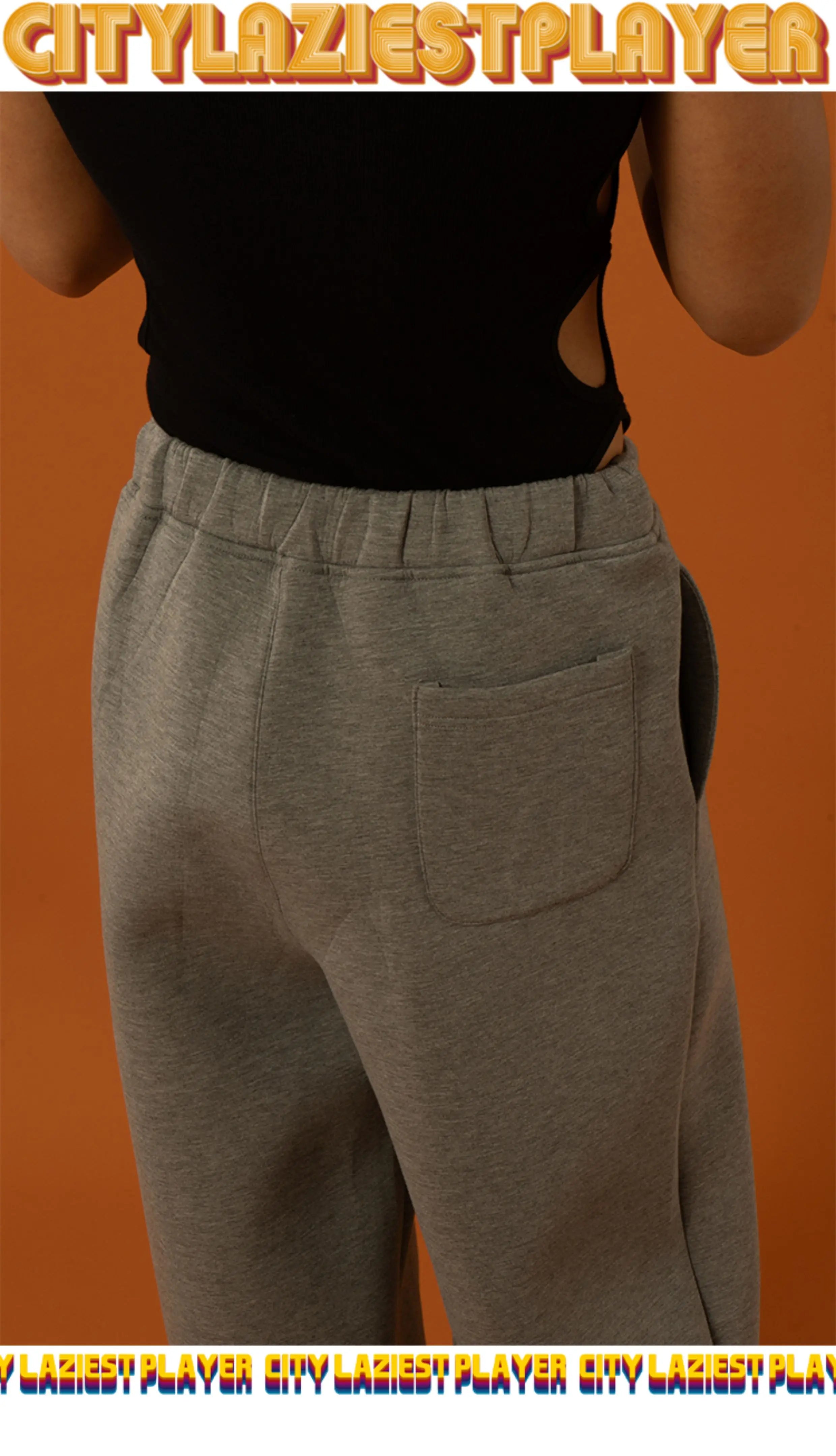 Men's Black Gray Loose Straight Sweatpants