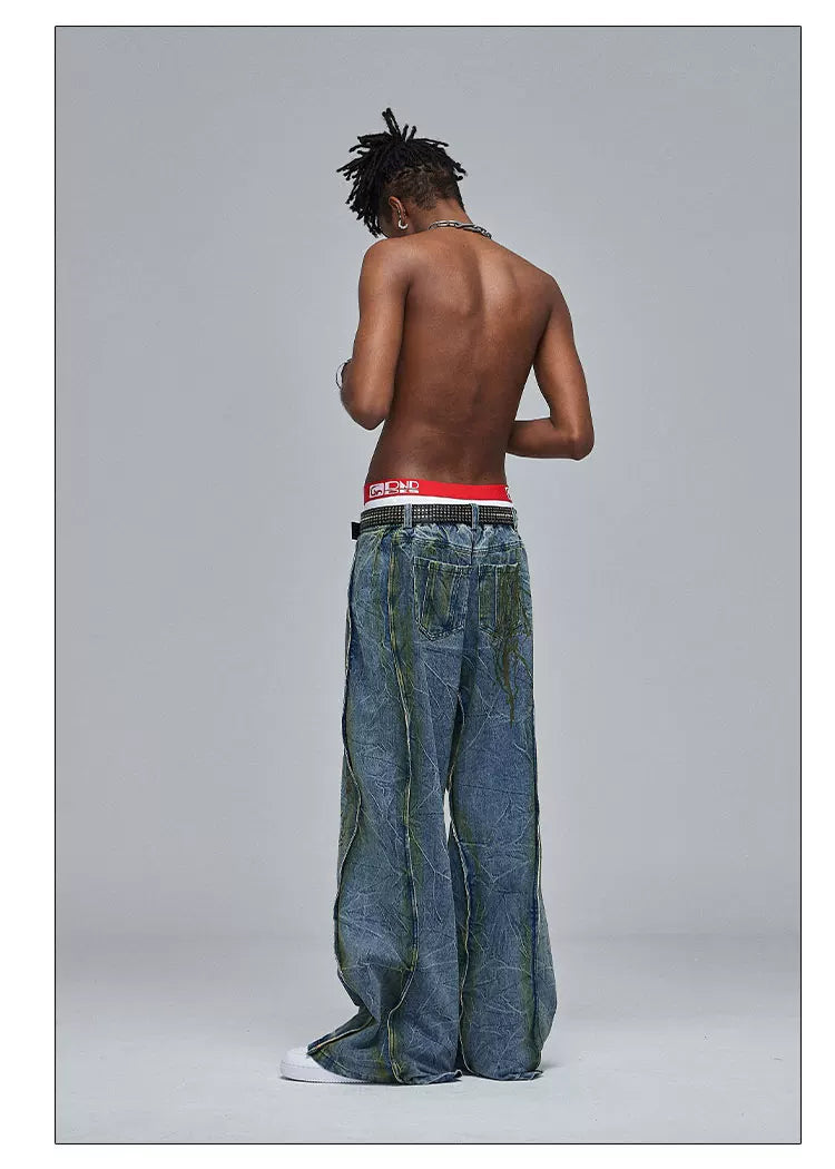 American Wide-Leg Washed Dirtyfit Jeans