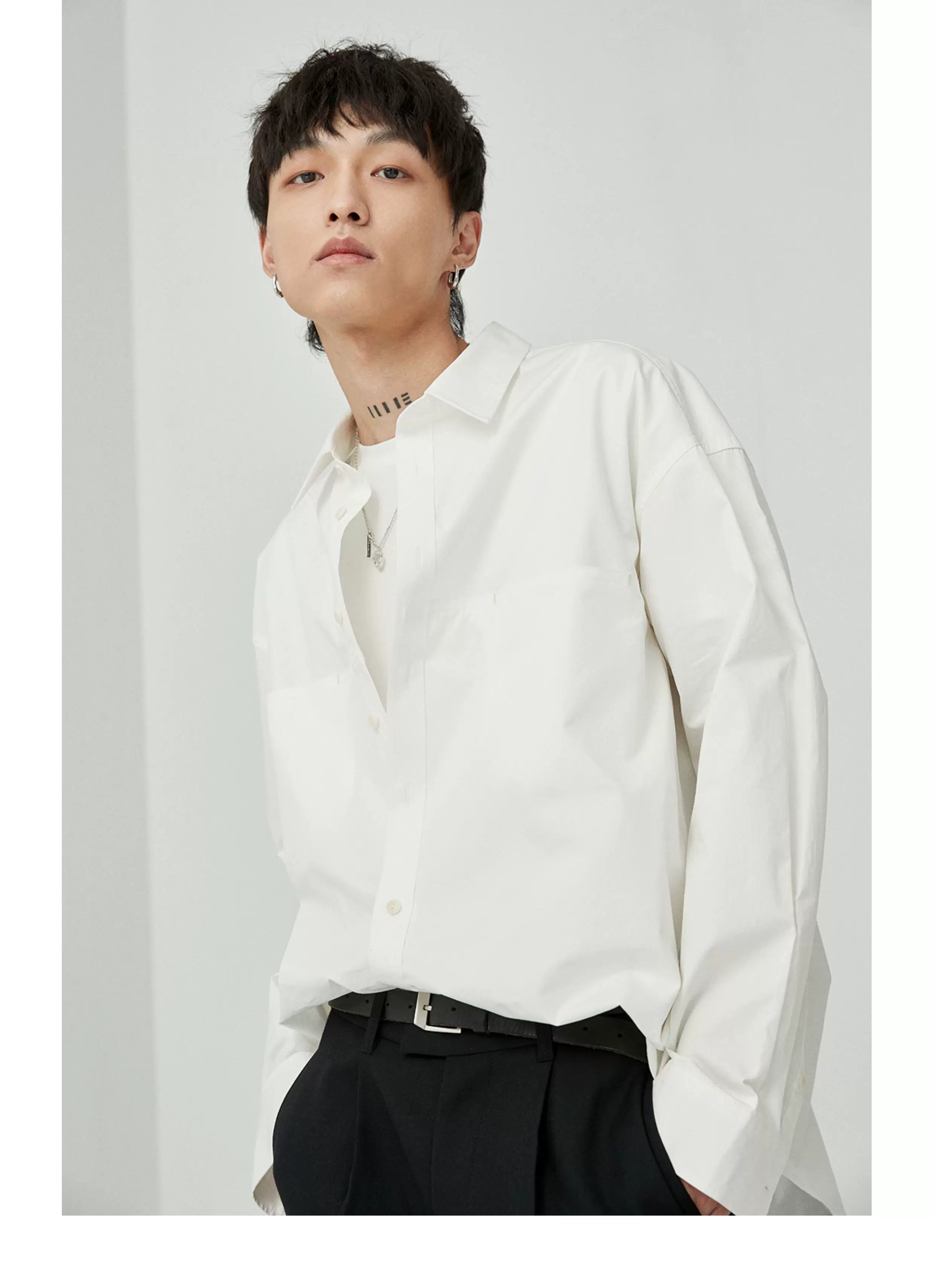 Split Pocket Basic Cotton Shirt