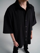Men's Black Fitted Short Sleeve Shirt
