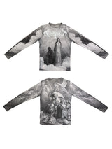 Angel Oil Print Mesh Long Sleeve