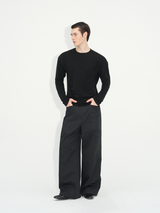 Comfortable Rippled Wool Long Sleeve Top