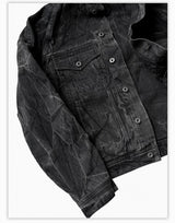 Washed Distressed Gray Raglan Denim Jacket