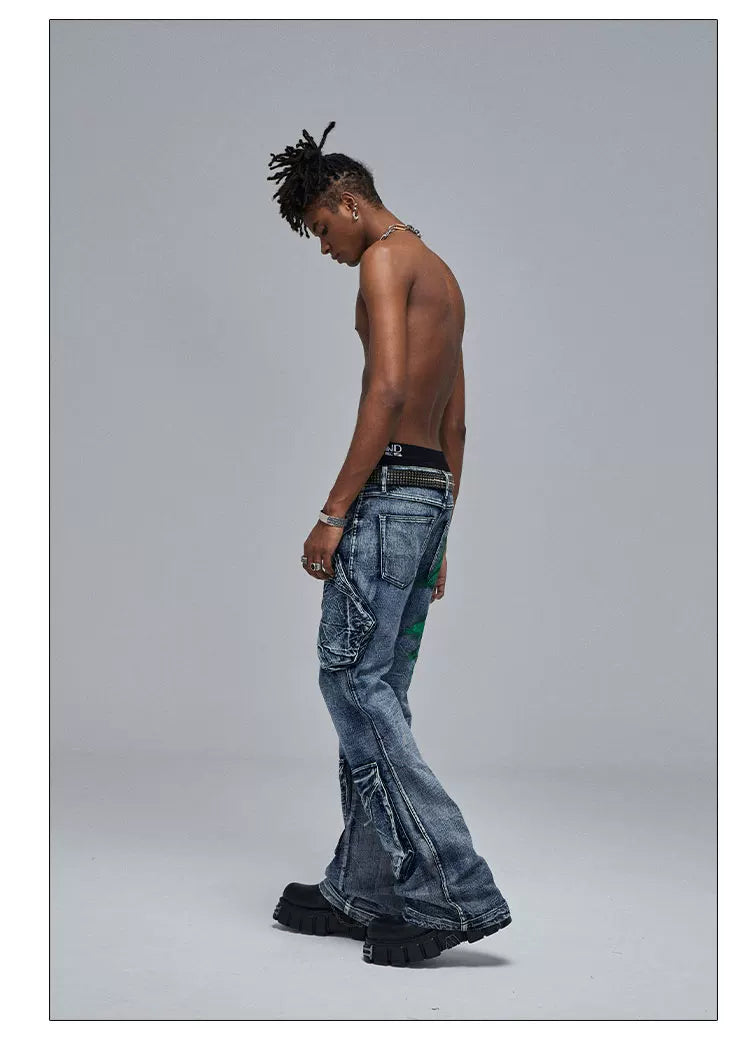 Cleanfit Green Washed Multi-pocket Straight Jeans