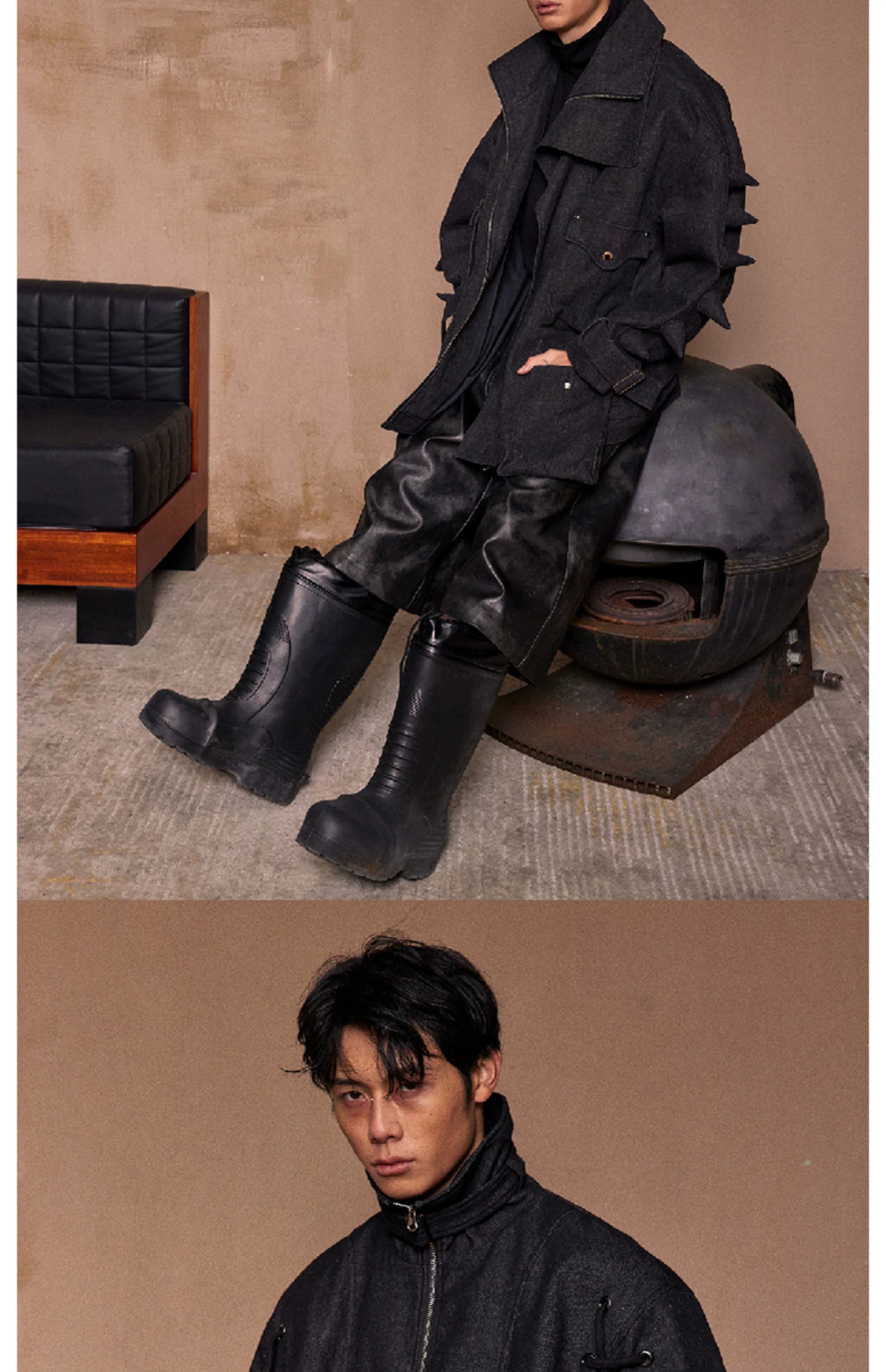 Punk Loose Leather Zippered Cropped Pants