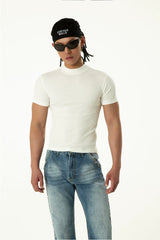 Men's Black Slim Short-sleeved Knit Tees