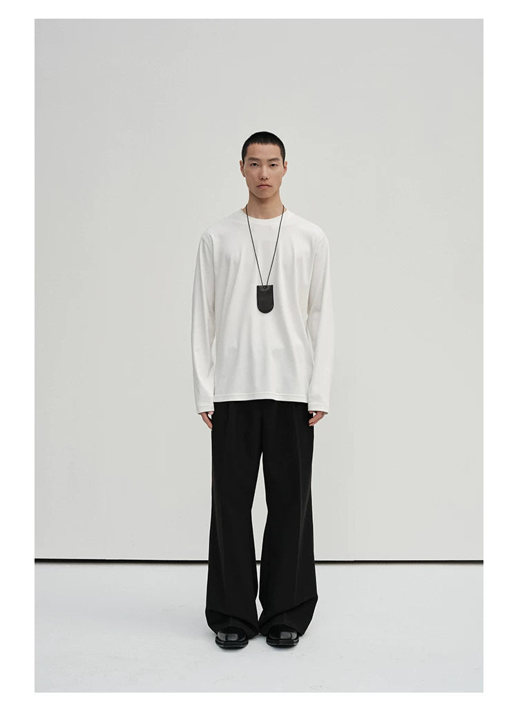 Waist-Adjustable Striped Flared Merino Wool Pants