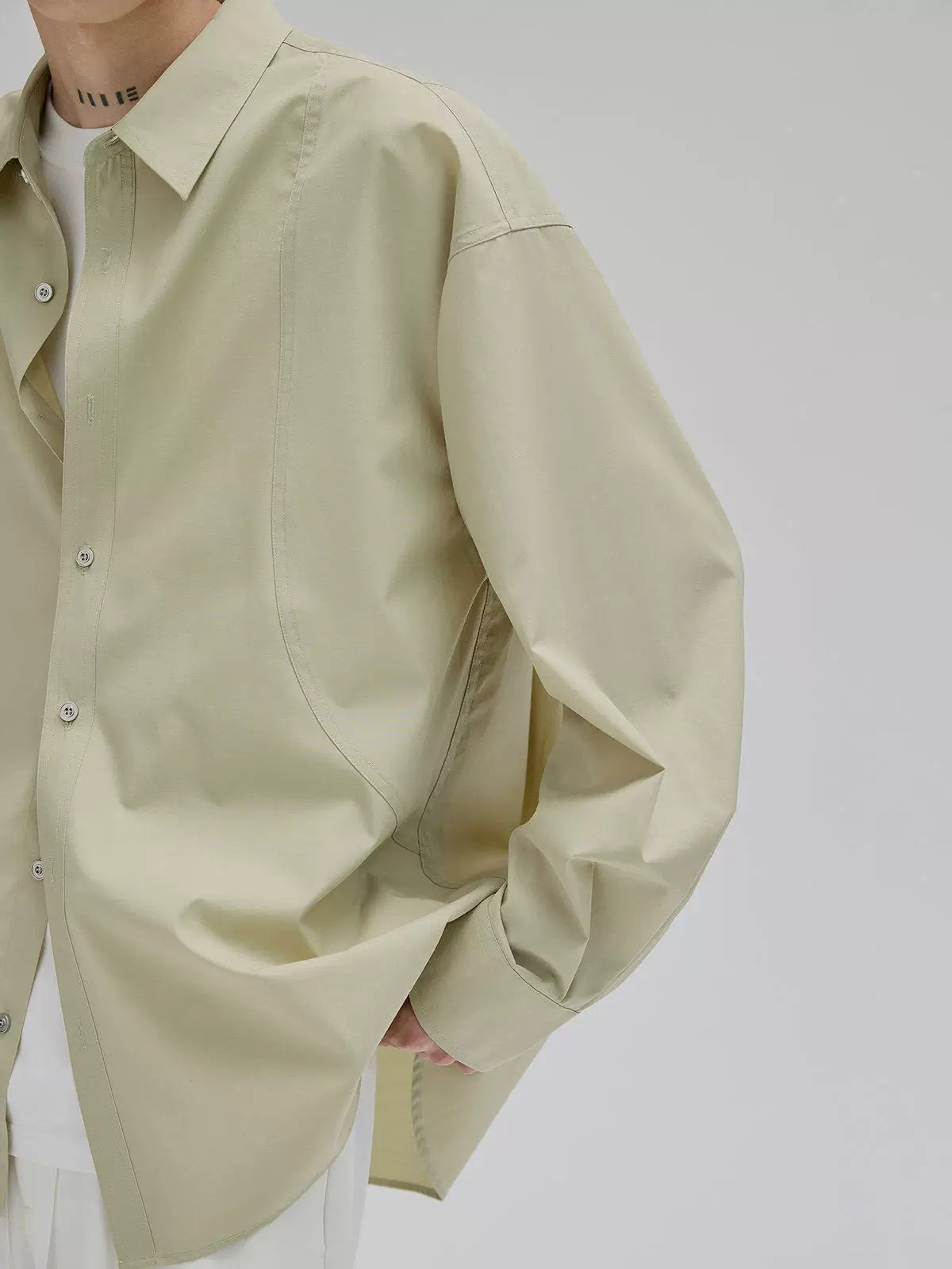Basic Long Sleeve Cotton Blend Shirt