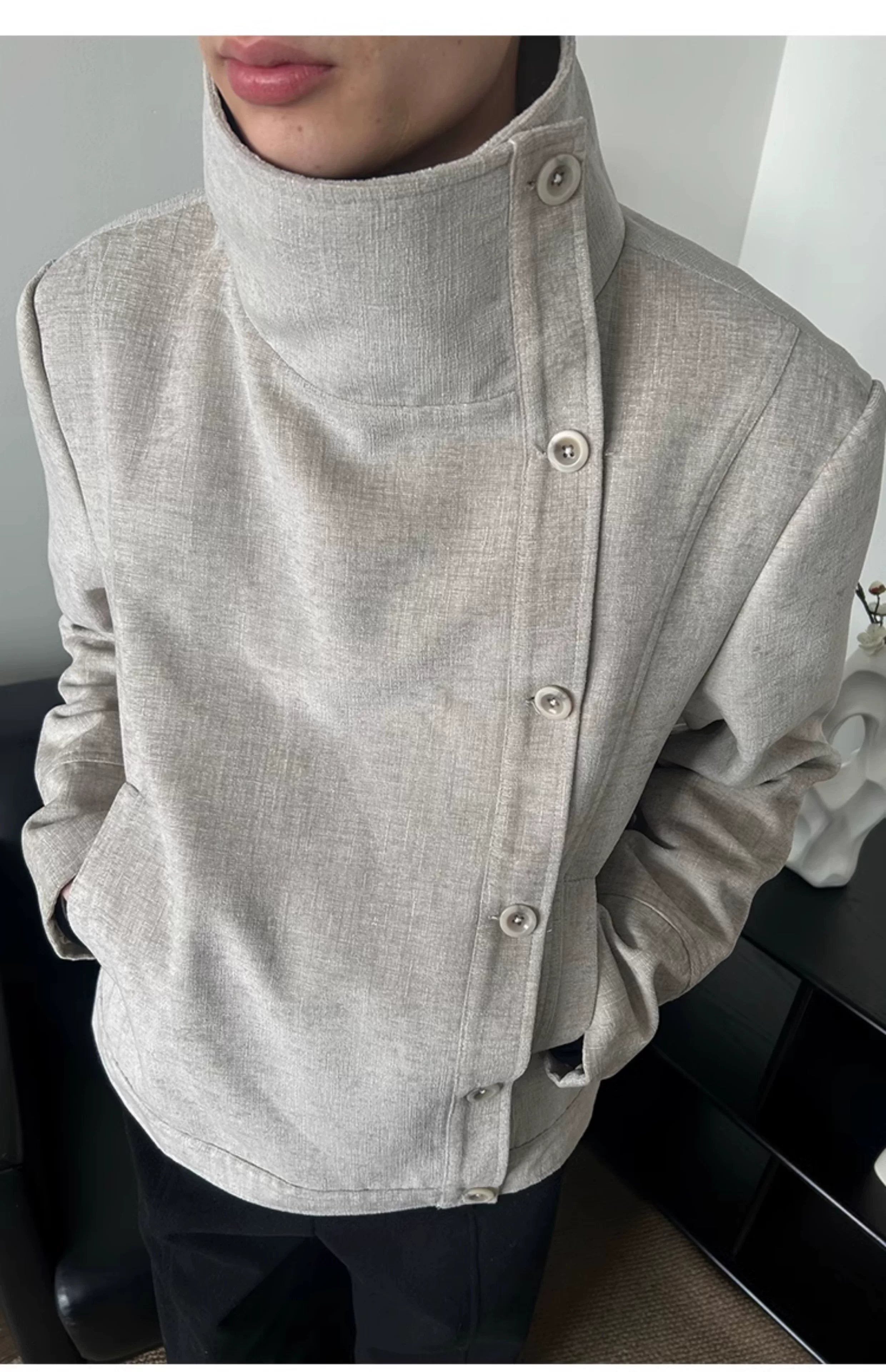 Vintage Irregular Floral Textured Fencing Jacket