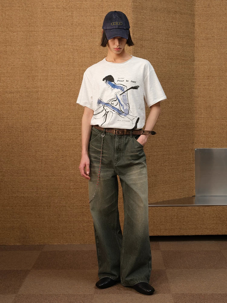 Water Stain Print Short Sleeve Tee