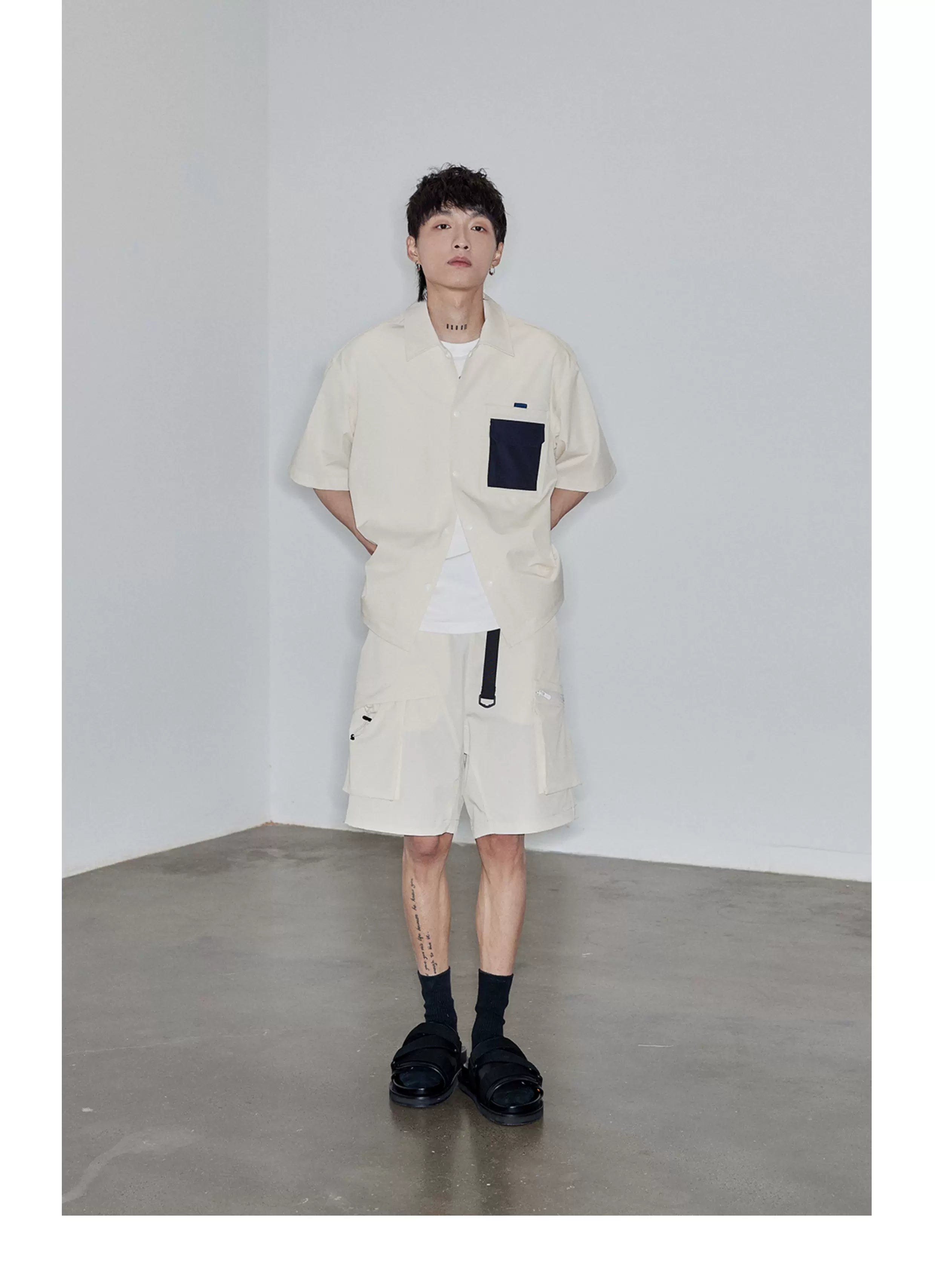 Magnetic Belted Elastic Multi-pocket Shorts