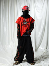 Black Washed Queen Print Long-sleeve Tee