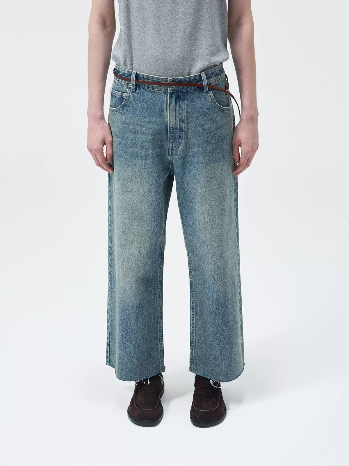 Turkish Washed Frayed Straight Jeans