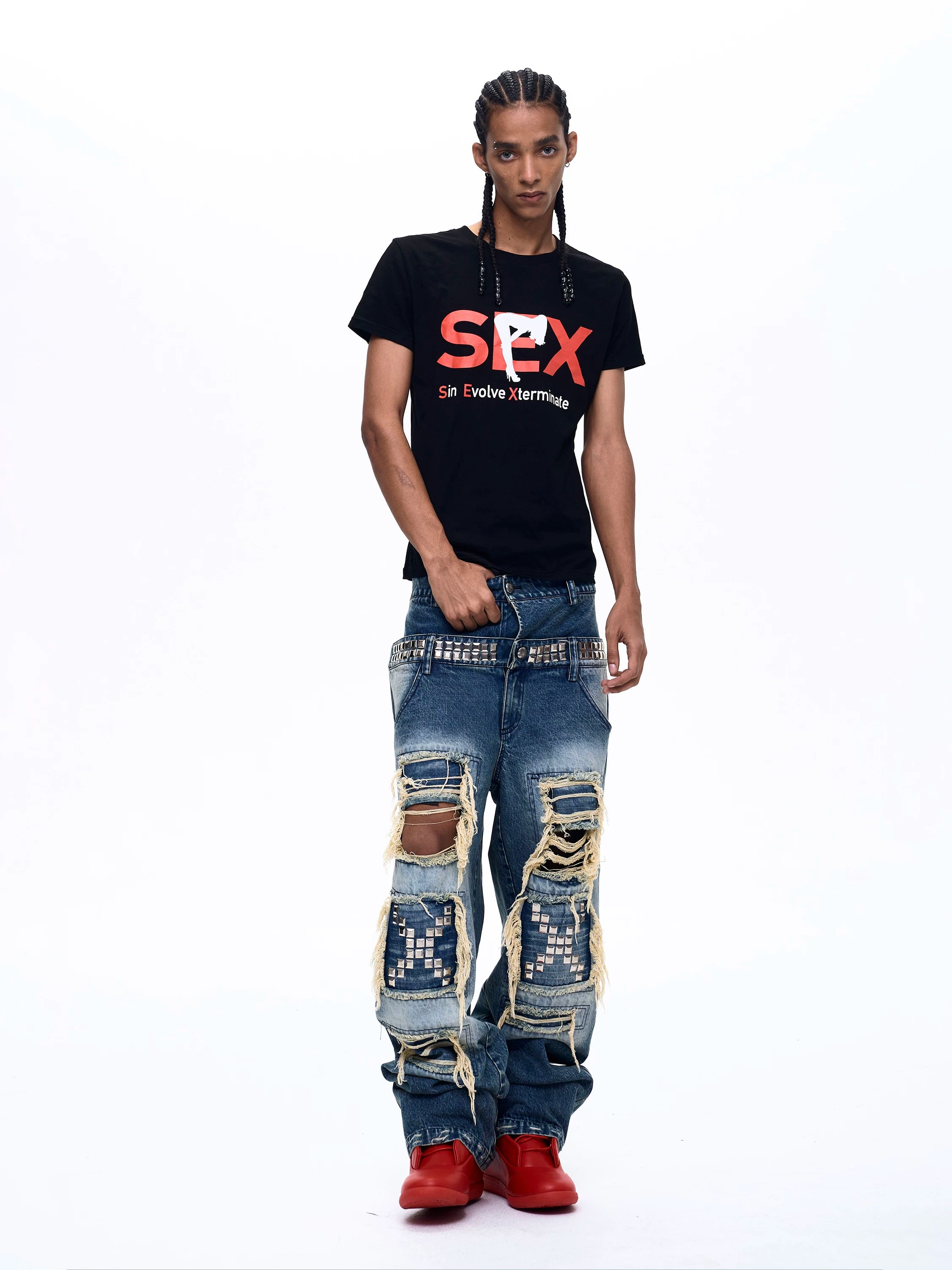 Streetwear Letter Print Crew Neck Tees