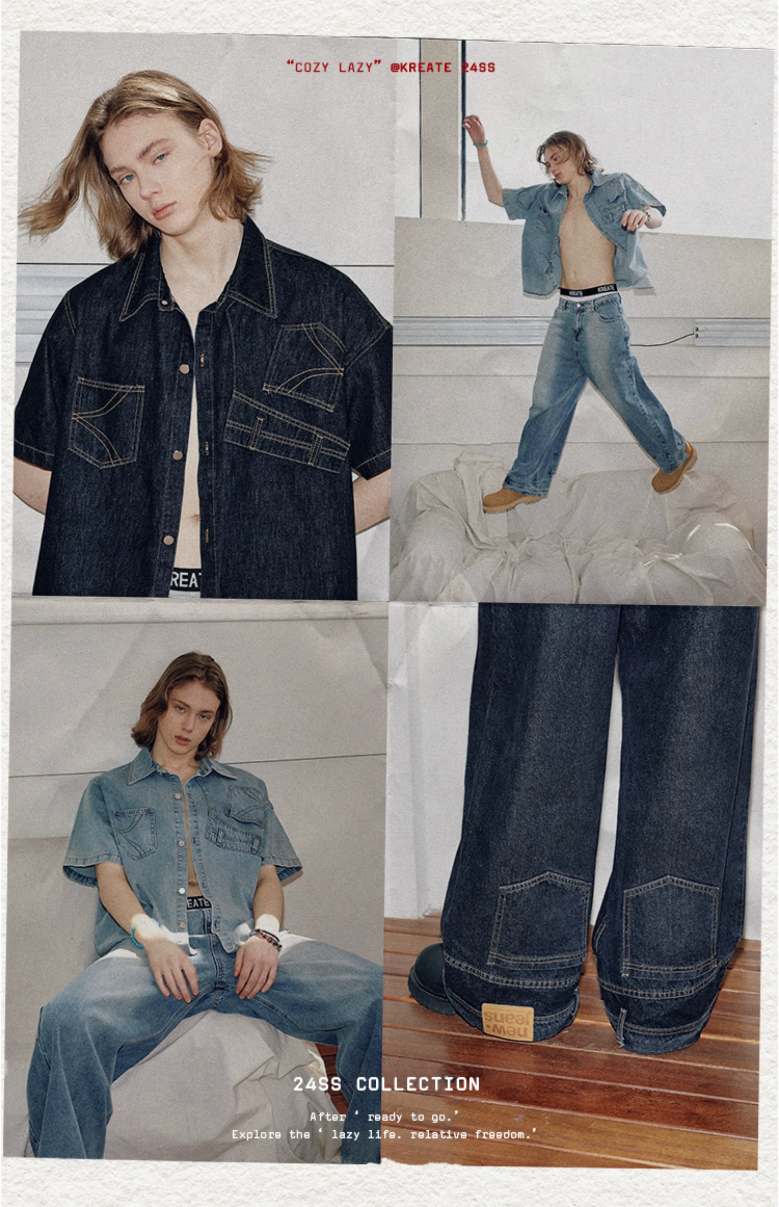 Men's Distressed Two-Way Zip Flared Jeans