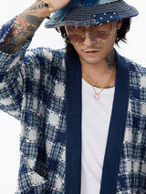 Patchwork Plaid Chinese Cardigan