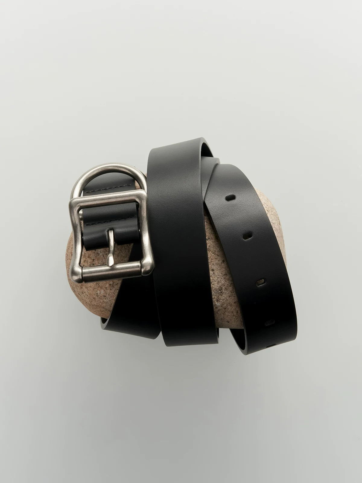 Black Vintage Silver Buckle Leather Belt