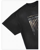 Loose Washed Black Printed Cotton Tee