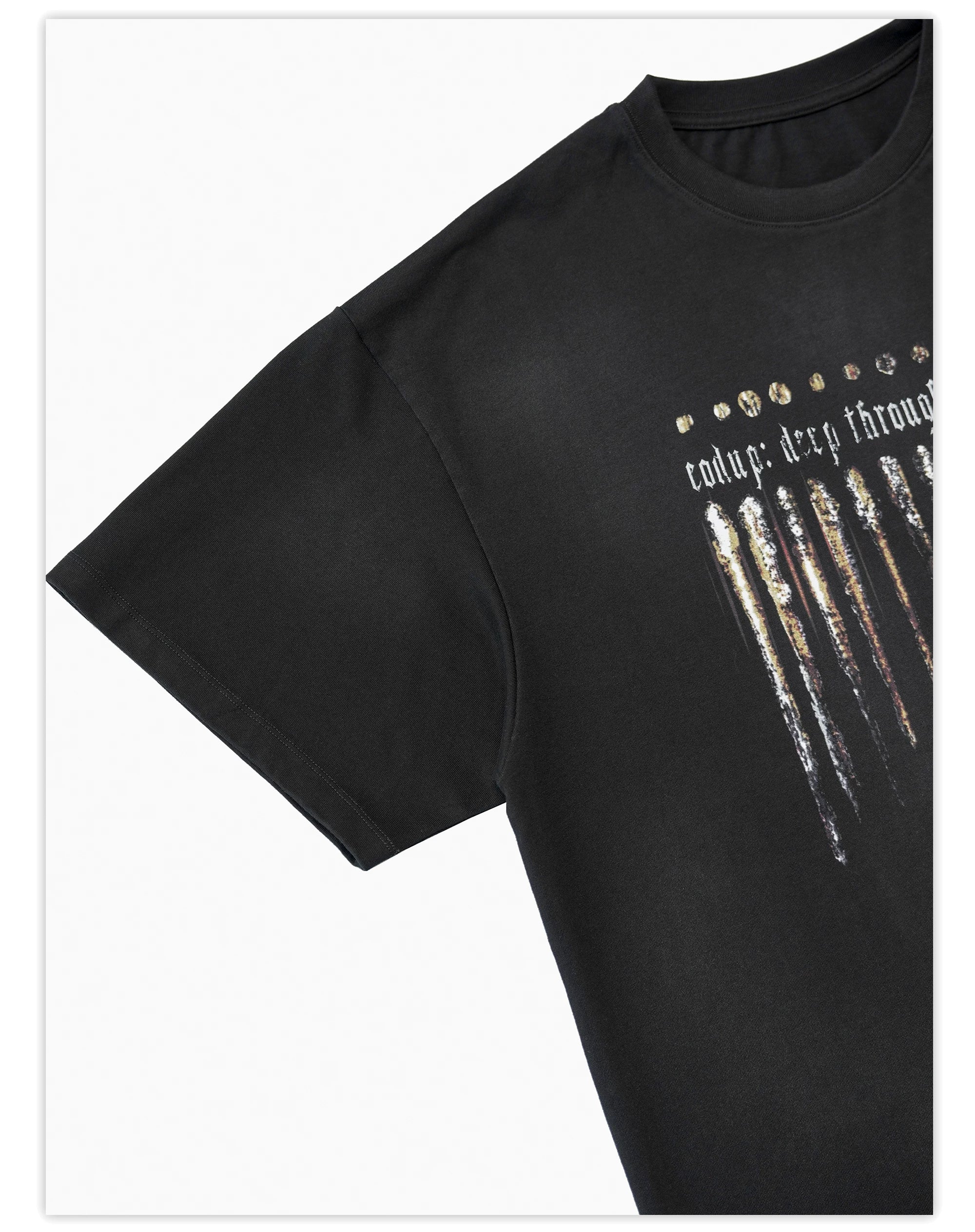 Loose Washed Black Printed Cotton Tee