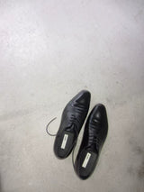 Pointed Toe Pleated Leather Derby Shoes