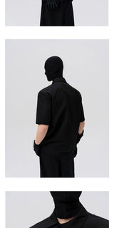 Asymmetric Slant Collar Short Sleeve Shirt