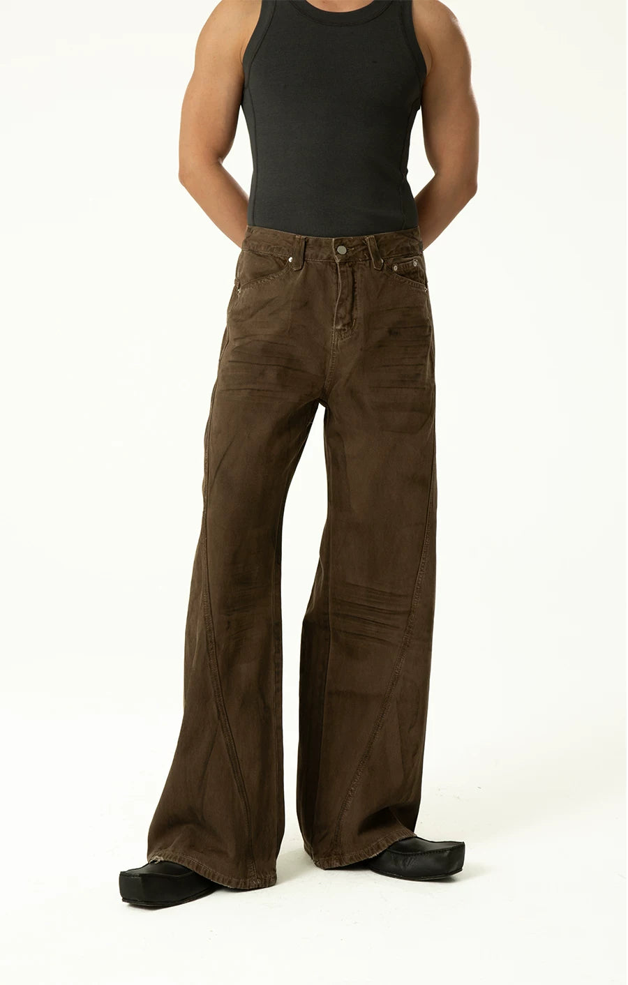 Men's Brown Vintage Wide Leg Jeans
