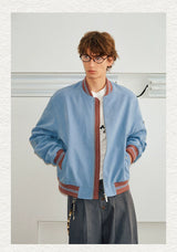 Men's Loose Color Block Bomber Jacket