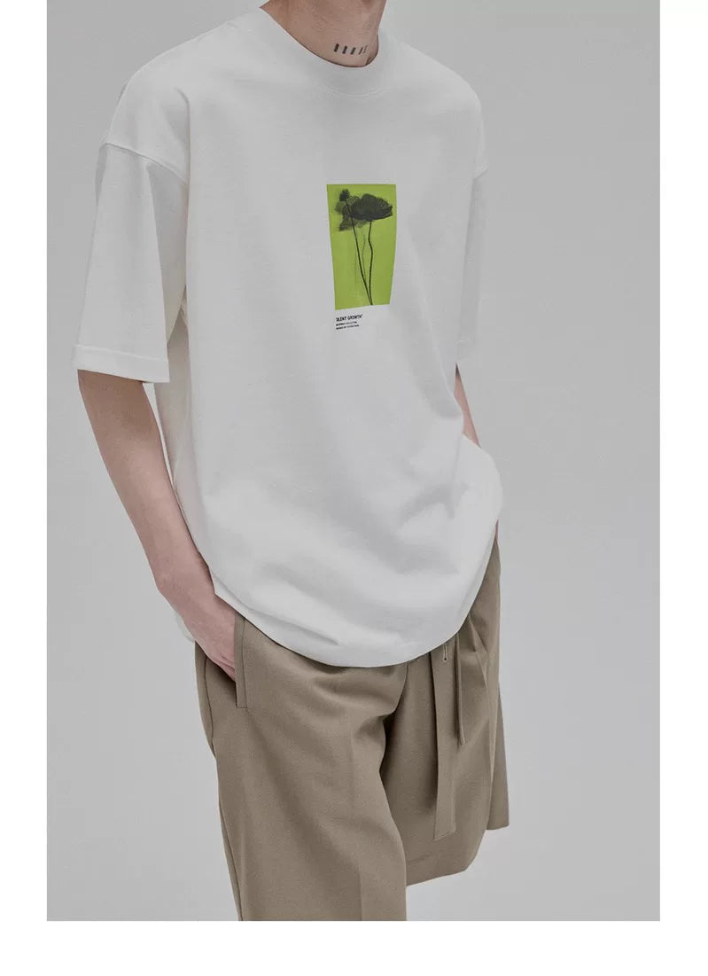 Floral Silhouette Print Short Sleeve Tee