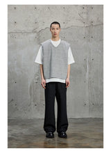 Draped Chain Texture Straight Leg Pants