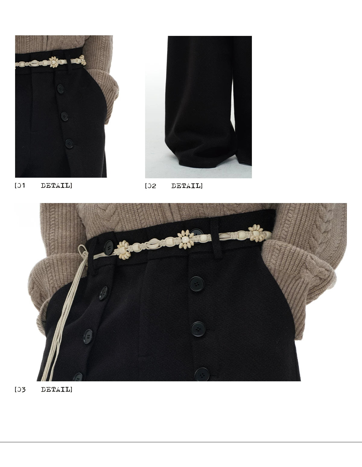 Pleated Wool Resin Button Pants