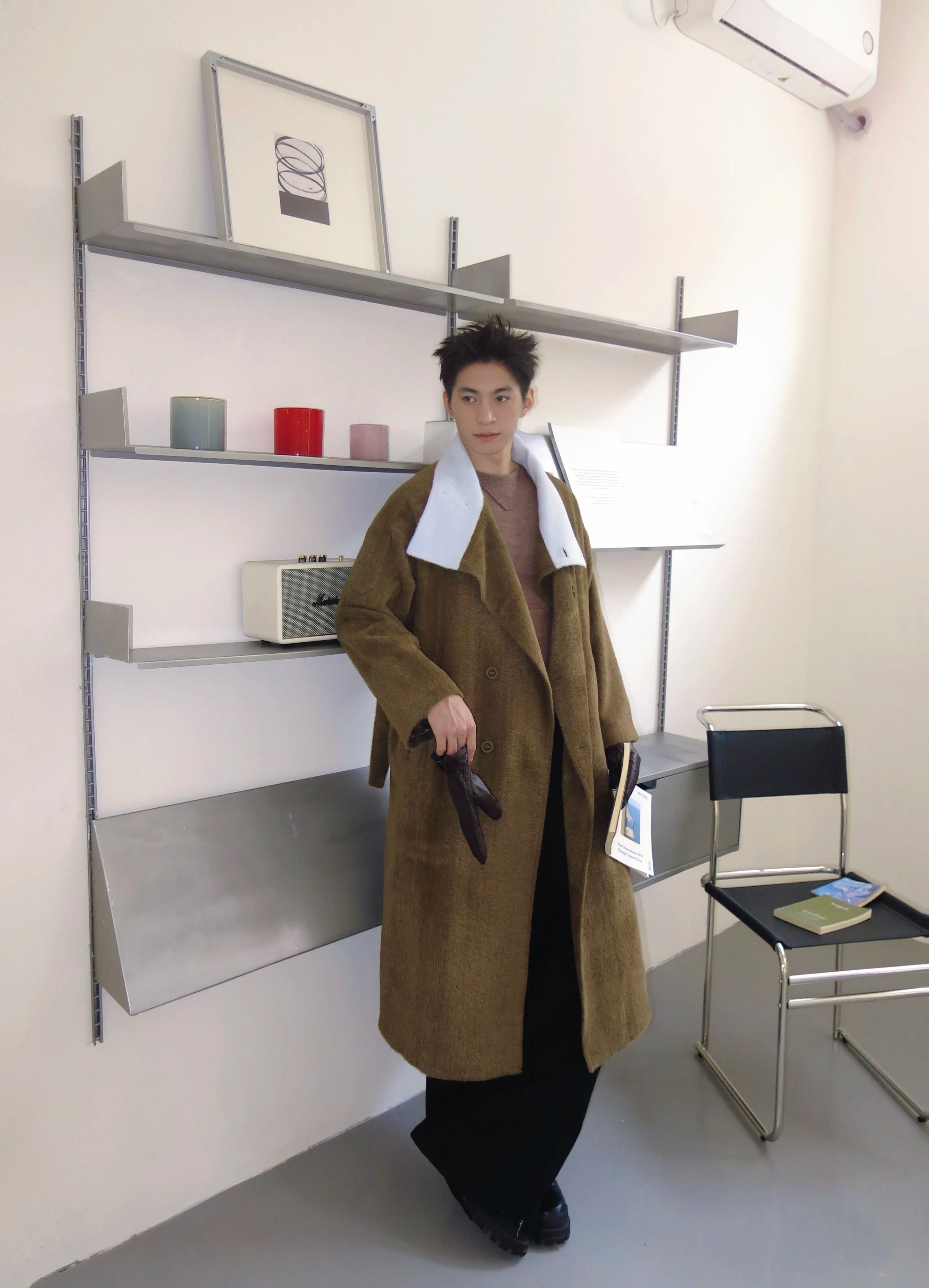 Furry Collar Pajama Style Long Coat