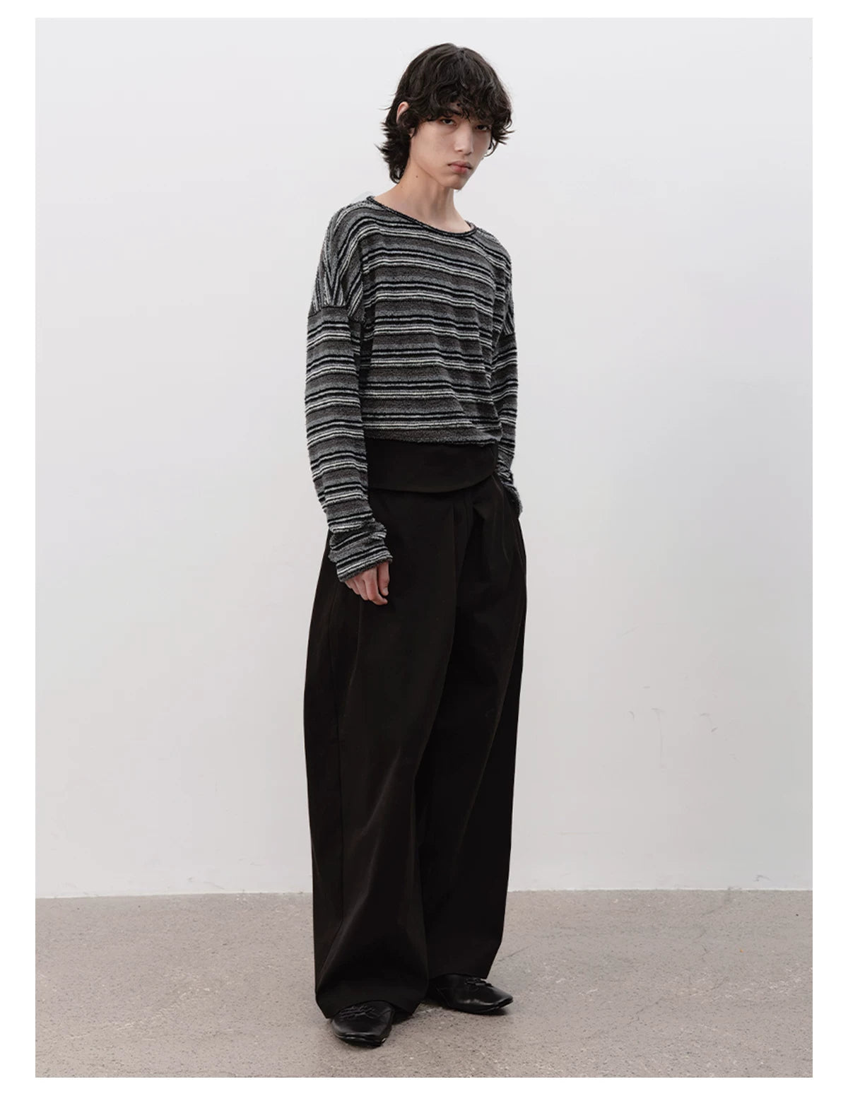 Striped Long Sleeve Drop Shoulder Tops