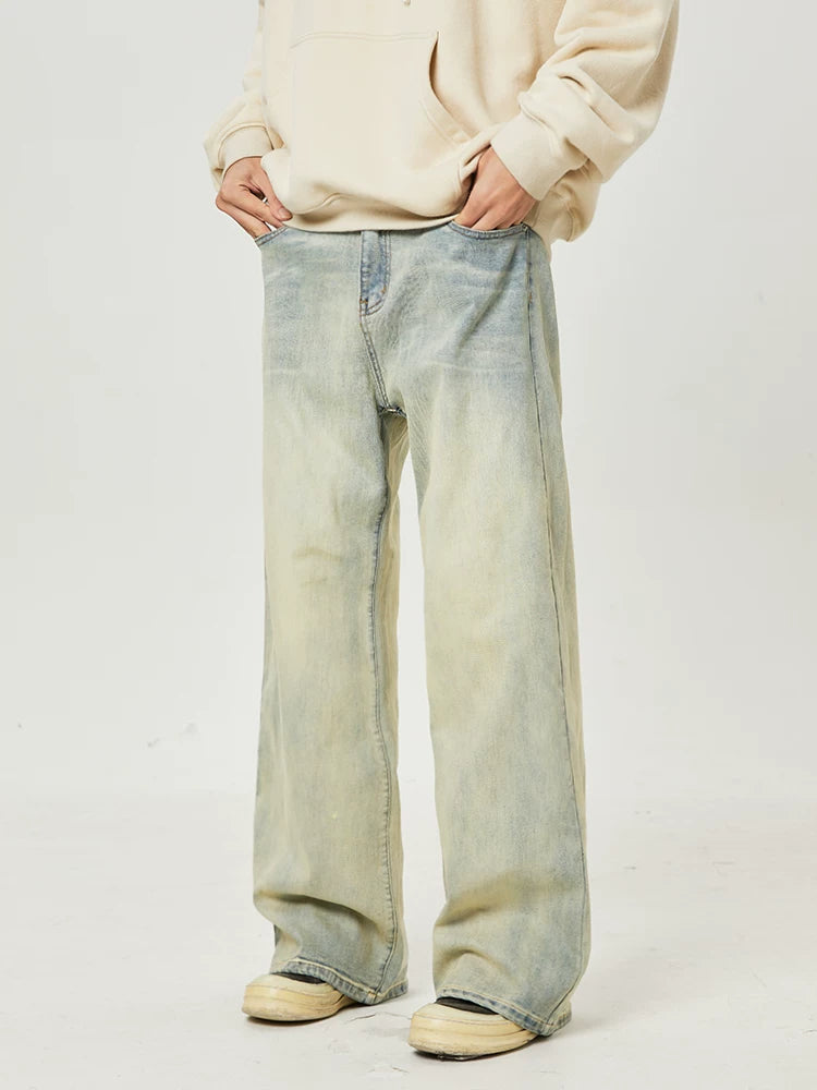 Men's Vintage Washed Loose Straight Jeans