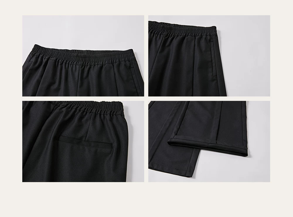 Men's Drawstring Waist Flared Suit Pants
