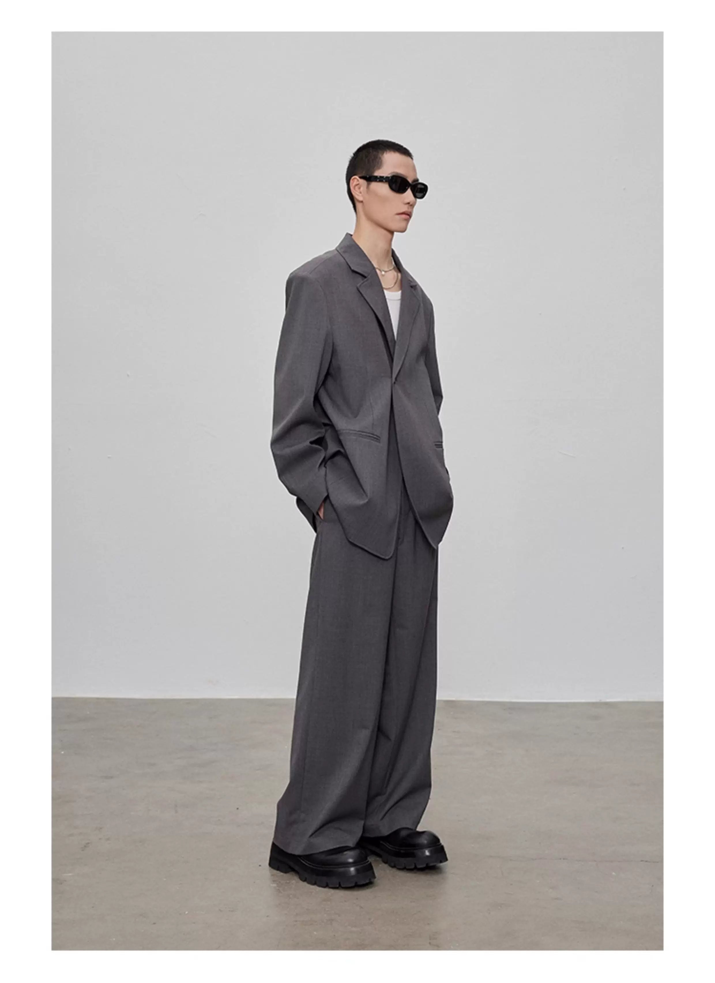 Adjustable Waist Wool Blend Dress Pants