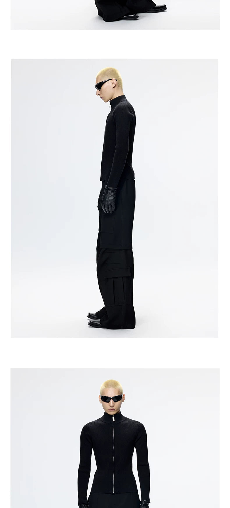 Unisex Black Short Slim Knit Cardigan
