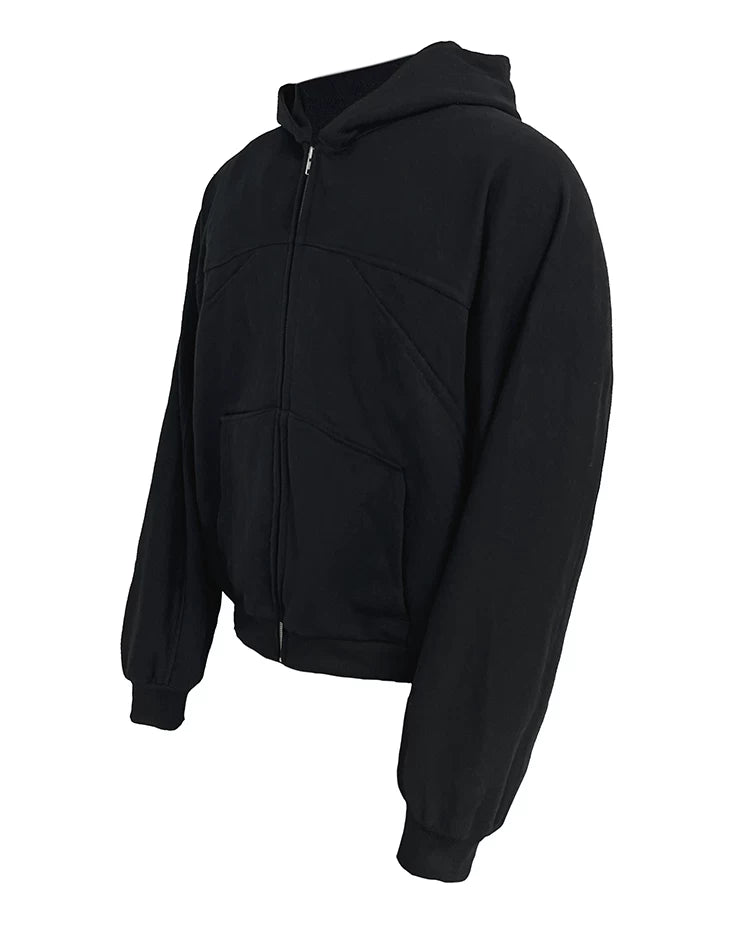Deconstructed Boxy Fit Zip Hoodie