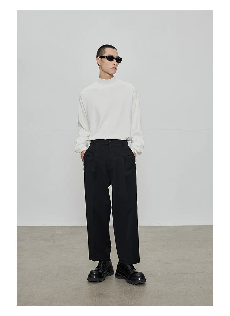 Casual Cropped Elastic Waist Pants
