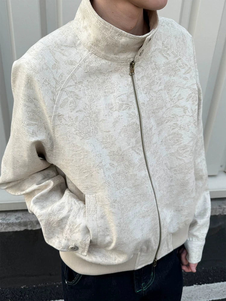 Men's Linen Floral Jacquard Harrington Jacket