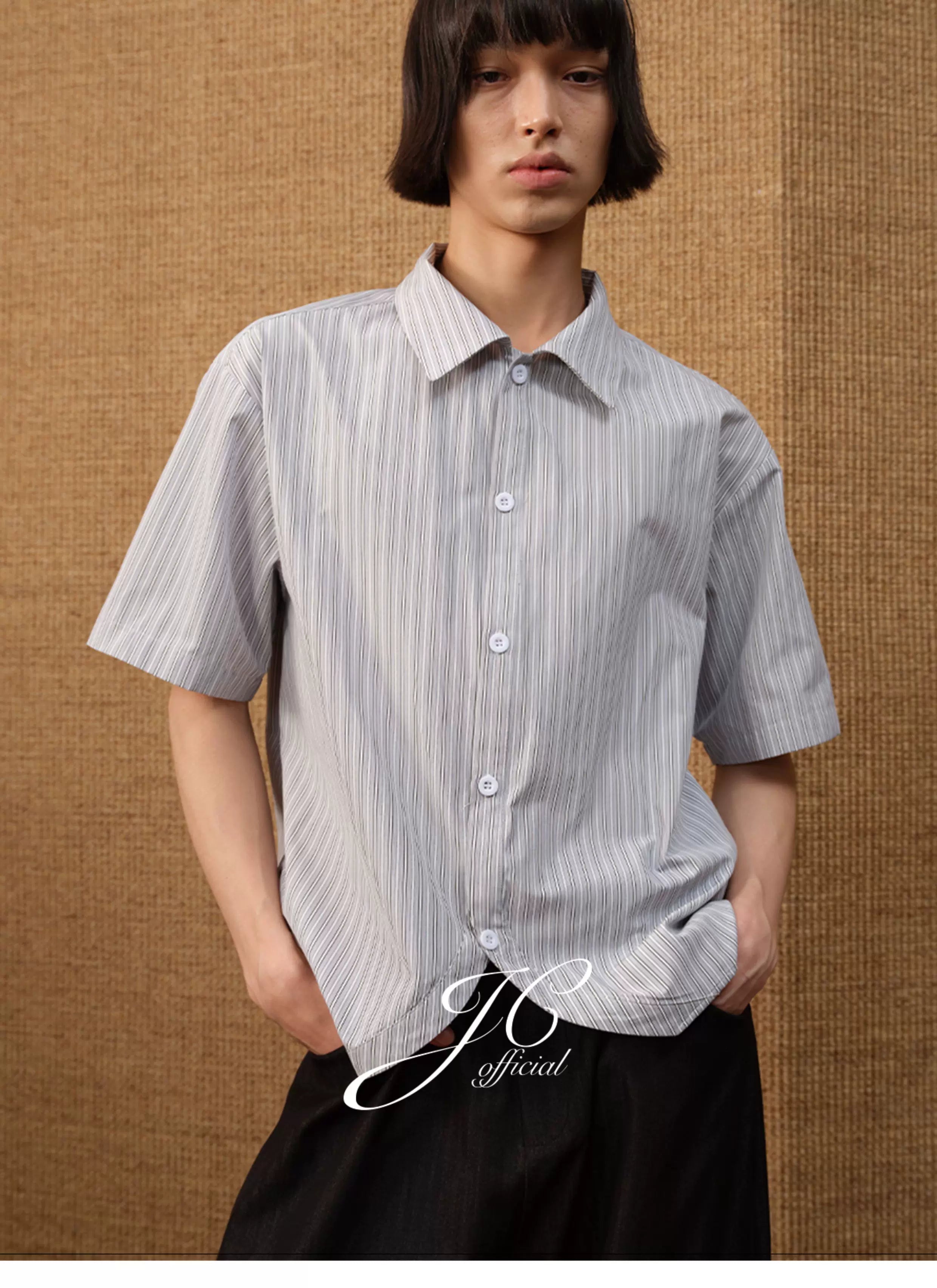 Curved Stripe Short Sleeve Shirt