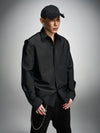 Long Sleeve Ribbed Point Collar Shirt